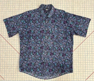 Local Motion Abstract Art Hawaiian Camp Button Shirt Men Large Hawaii Made Rayon - Picture 1 of 12