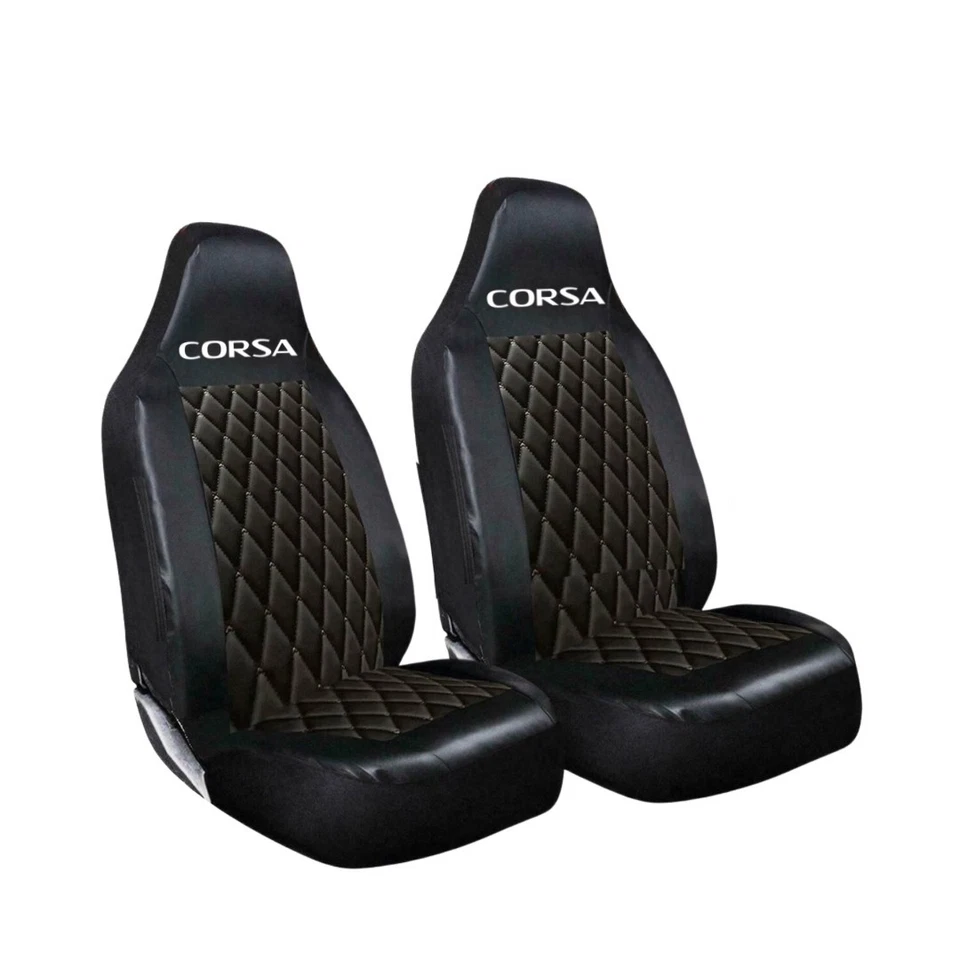 PARA VAUXHALL CORSA - FUNDAS DE ASIENTO DE COCHE DE LUJO NEGRAS ACOLCHADAS DE CUERO DIAMANTE 674 Foto 1 de 1