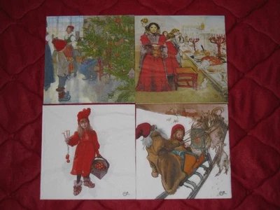 4-Servietten Set ~ Weihnachten, Art von Carl Larsson ~ 33x33 selten - Bild 1 von 4