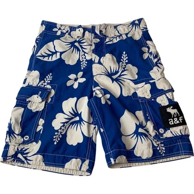 Abercrombie Kids Swim Shorts Floral Hawaiian Print Blue Boys Large - image 1 of 4