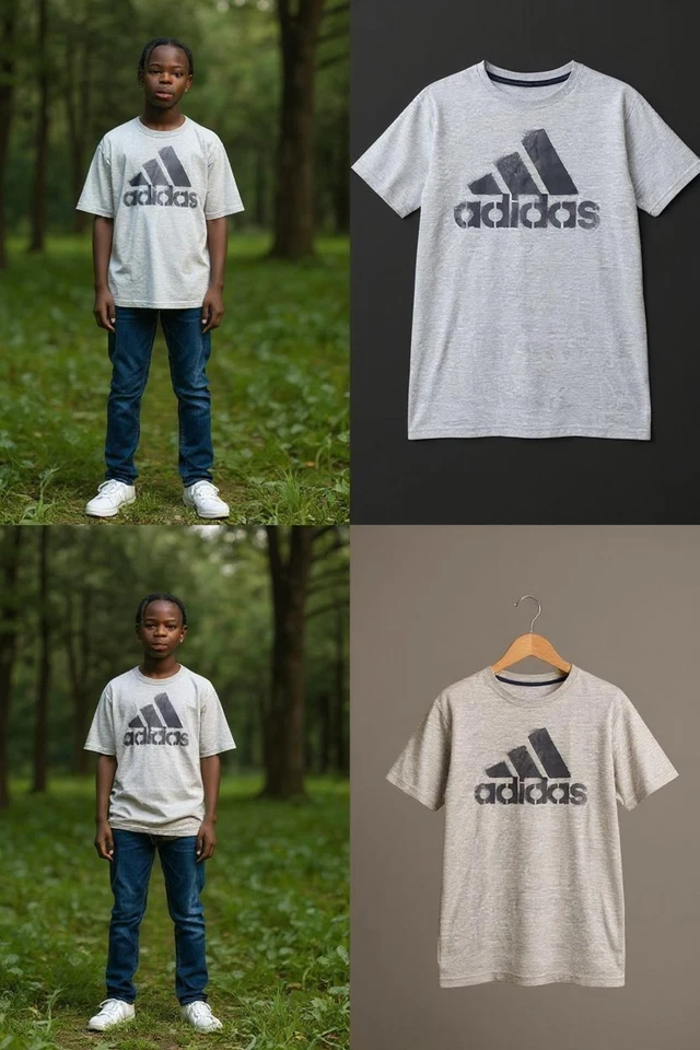 Camiseta Adidas para niños gris con logotipo talla 14/16 Foto 1 de 4