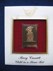 2003 Mary Cassatt Child In A Straw Hat Replica FDC Gold Golden Cover STAMP - Picture 1 of 3