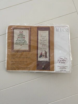 Creative Circle CHRISTMAS JOY BELL PULL Cross Stitch 4x14 Kit 2162 Vintage 1979  - Image 1 of 4