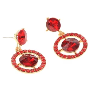 Gold Tone Metal Crystal Rhinestone Post Earring ER2409-RED - Bild 1 von 2