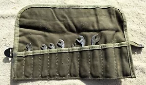 VTG 7 PC KAL WRENCH SET WITH A GOV'T ISSUE CANVAS TOOL CASE-NO. 5180-00-422-8594 - Picture 1 of 9