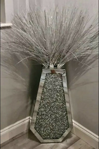 Sparkle Palace Diamond Crushed Crystal Sparkly Mirrored Floor Vase 40CM+FLOWERS✨