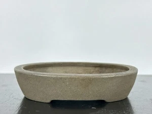 Preowned Japanese Tokoname Oval Shohin Mame Bonsai Pot Houkidou- 3 3/8” By 2.5” - Picture 1 of 10