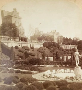 Stereoview Drummond Castle Gardens Perthshire Scotland Fountain Statue - Picture 1 of 3