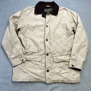 Eddie Bauer Jacket Mens XLT Beige Chore Nylon Windbreaker Barn Field Coat Lined - Picture 1 of 16