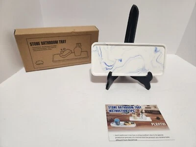 Керамический синий/белый лоток Gute 10 дюймов для раковины/ванной комнаты  - Изображение 1 из 4