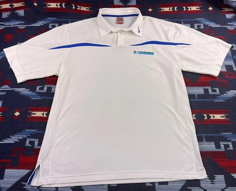 VTG Nike Seattle Sounders 90s Y2K Soccer Training Polo Shirt Pullover Jersey L Cover