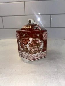 Vintage Gold Imari Hand Painted Porcelain Incense Burner W Red And Gold Floral - Picture 1 of 11