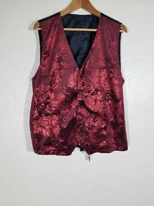 Chaleco Chaleco Paisley Rojo Terciopelo Poli Spandex Hombres L Grande Semi-brillante - Imagen 1 de 6
