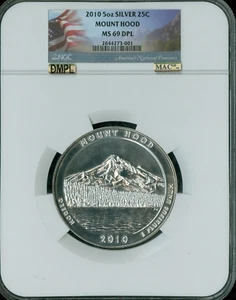 2010 MOUNT HOOD PARK 5 OZ SILVER QUARTER NGC MS69 DPL MAC SPOTLESS POP 61 * - Picture 1 of 2