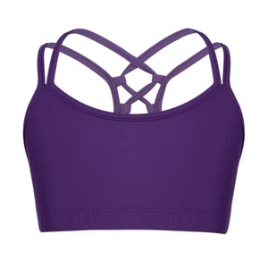 Kids Girls Bra Tops Stage Performance Tank Top Ballerina Dancewear Sleeveless - Picture 1 of 78