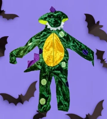 Disfraz de Dinosaurio DRAGÓN Halloween Talla 18-24 Meses Verde Felpa Terciopelo Una Pieza Foto 1 de 4