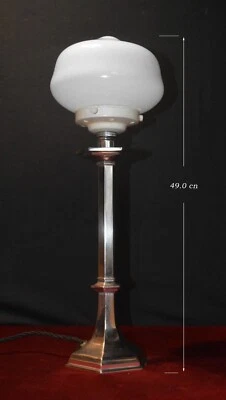 Vintage 1920s French Art Deco silver plated lamp hand-made Opaline deco shade - Image 1 of 4
