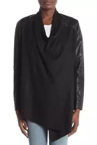 Chaqueta de motocicleta BLANCA NYC para mujer talla S gamuza sintética vegana cuero drapeado envoltura - Imagen 1 de 7