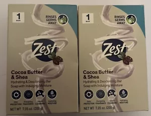 Lot of 2 Zest 7.05oz COCOA BUTTER & SHEA Hydrating & Deodorizing Jumbo Bar Soap - Picture 1 of 5