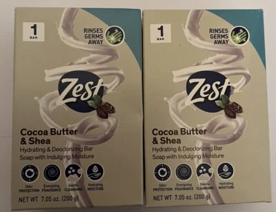 Lot of 2 Zest 7.05oz COCOA BUTTER & SHEA Hydrating & Deodorizing Jumbo Bar Soap - Image 1 of 4