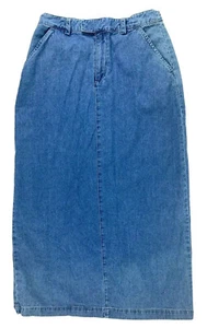 SONOMA Size 6 PETITE Skirt Blue Denim Back Slit Long Straight 100% Cotton EUC - Picture 1 of 6
