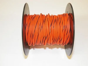 100 FOOT SPOOL 18 GAUGE GXL HI TEMP WIRE ORANGE / BLACK STRIPE AUTOMOTIVE FEET - Picture 1 of 2