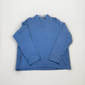 Pullover clásico Lands' End para hombre Bedford Rib cuarto cremallera talla XL azul brillante - Imagen 1 de 8