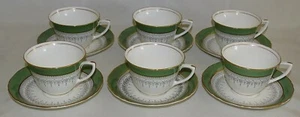 6 tazas y platillos Royal Worcester England Regency hueso verde China - Imagen 1 de 6