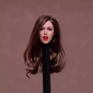 1/6 Female Head Sculpt Brown Hair Movable Eyes Tongue Out For 12" PH Figure Body - Picture 1 of 3