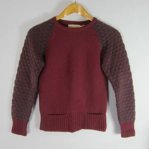 Vtg 80s Gil Aimbez Brae Sport Womens S Maroon Purple Gray Wool Pullover Sweater - Picture 1 of 10