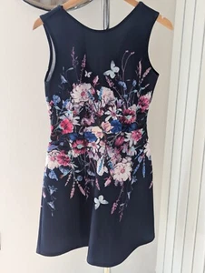 Lipsy Fit & Flare Dress 12 Navy & Floral - New - Pretty Summer Occasion Feminine - Picture 1 of 8