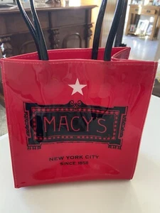 Macys New York Mini Tote Bag Women's Patent Red & Black - Picture 1 of 7