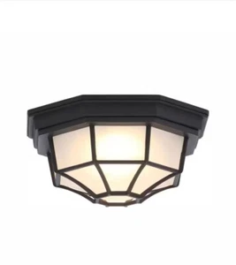 Hampton Bay 10.5" 1 Light Black Outdoor Weather Resistant LED Flush mount - Picture 1 of 5
