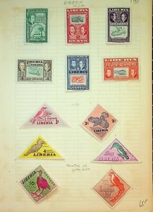 LIBARIEN: 59 BRIEFMARKEN, POSTFRISCH/GEBRAUCHT AUF EINSTECKBLÄTTERN. 4 BRIEFMARKEN AUF GUMMISEITE GEDRUCKT. - Bild 1 von 9