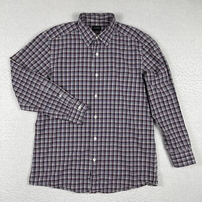 Camisa Ermenegildo Zegna Para Hombres Mediana Roja Azul A Cuadros Ropa de Trabajo Preppy Trabajo de Oficina Foto 1 de 4