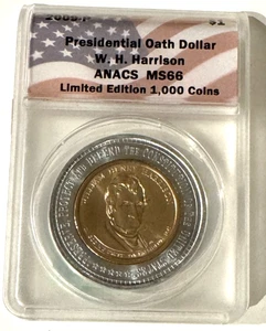 2009-P $1 W.H. Harrison Oath Dollar – ANACS MS66 Limited 1,000 - Picture 1 of 2