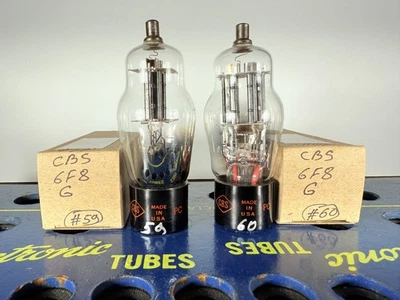 Par emparejado CBS 6F8G NOS misma fecha placa negra lámina Getter probado como tubo NOS Foto 1 de 4