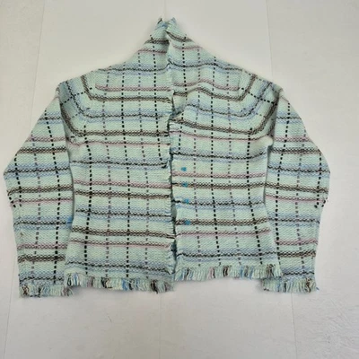 BANANA REPUBLIC Medium 12 14 Azul Mujer Angora Mezcla Lana Cuadros - Imagen 1 de 4