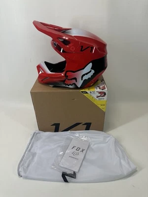 Fox Racing Youth V1 Toxsyk Offroad Helmet MIPS Steel D-Ring DOT Red Medium - Image 1 of 4