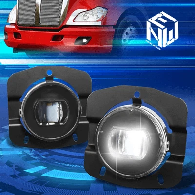 For 11-24 Kenworth T680 White LED Projector Fog Light Foglamps Black Housing - Image 1 of 4