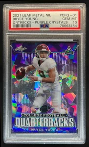 2021 Leaf Metal NIL Bryce Young Purple Crystals Quarterbacks Rookie 10/10 PSA 10 - Picture 1 of 2