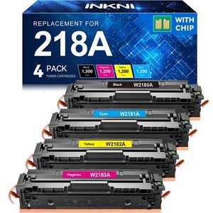 Paquete de 4 tóner 218A con chip de alto rendimiento para HP Color LaserJet Pro 3301 3201 - Imagen 1 de 2