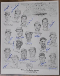 Brooklyn Dodgers Reunion Poster - 1957 Team - 17 Signatures - PSA - Picture 1 of 6