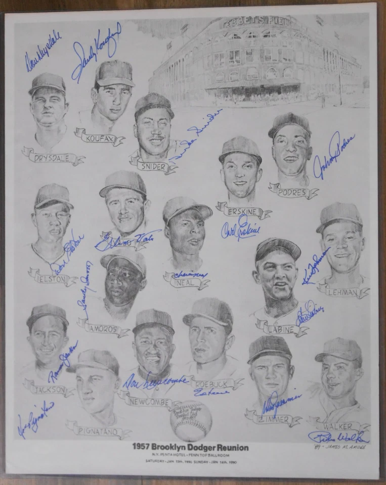 Brooklyn Dodgers Reunion Poster - 1957 Team - 17 Signatures - PSA - Image 1 of 4