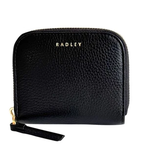 RADLEY Purse Black Leather Small Coin Card Zip Round Wallet - Tavistock -RRP £69 - Picture 1 of 5