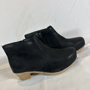 Dansko Maria Black Leather Ankle Boots Zip Up Heeled Womens 36EU - 5.5-6US - Picture 1 of 8