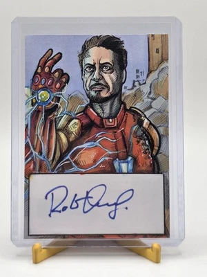 Robert Downey Jr. as Tony Stark / Iron Man Sketch PSC On Card Autograph Auto - Image 1 of 2