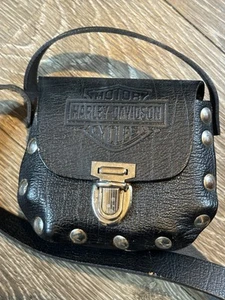 Harley-Davidson® Mädchen kleine schwarze Leder Schultertasche Nieten - Bild 1 von 6