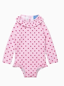 Hampton Swim Girls Size 10/11, Org $58, Strawberry Strip, Long Sleeve, NEW - Picture 1 of 4