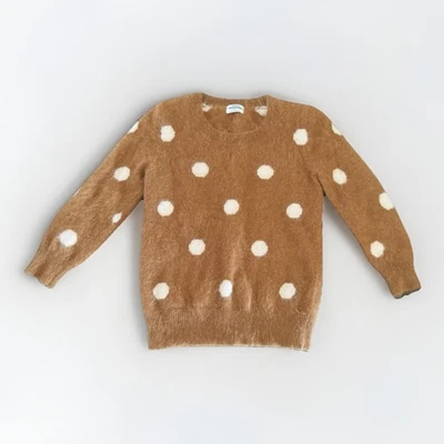 Wallace Pullover Brown Rabbit Hair Blend Sweater Polka Dot 3/4 Sleeve Women’s XS - Image 1 of 4